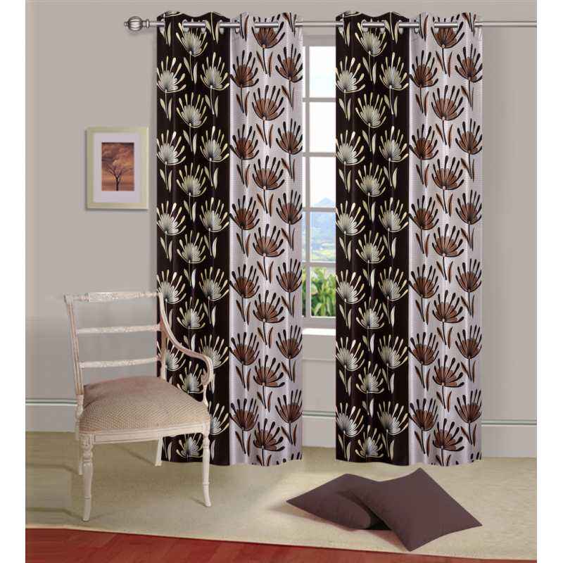 IWS Brown Designer Collection Polyester Eyelet Door Curtain Set, CT2030