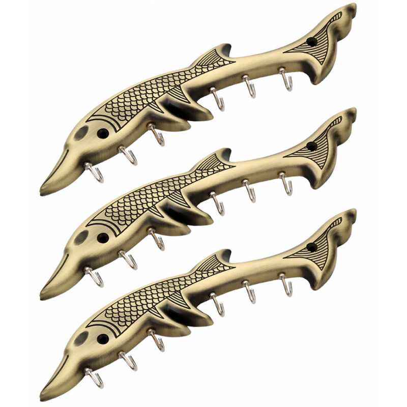 Doyours 3 Pieces Antique Brass Dolphin Design Key Hook Set, DY-0933