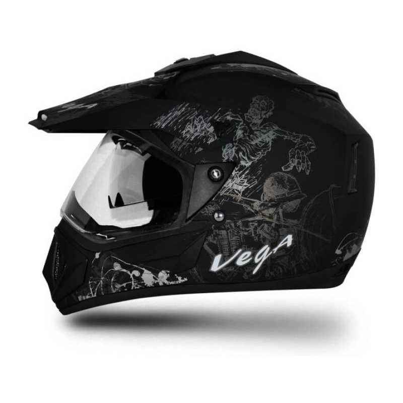 Vega Sketch Black Silver Full Face Helmet, Size (Medium, 580 mm)