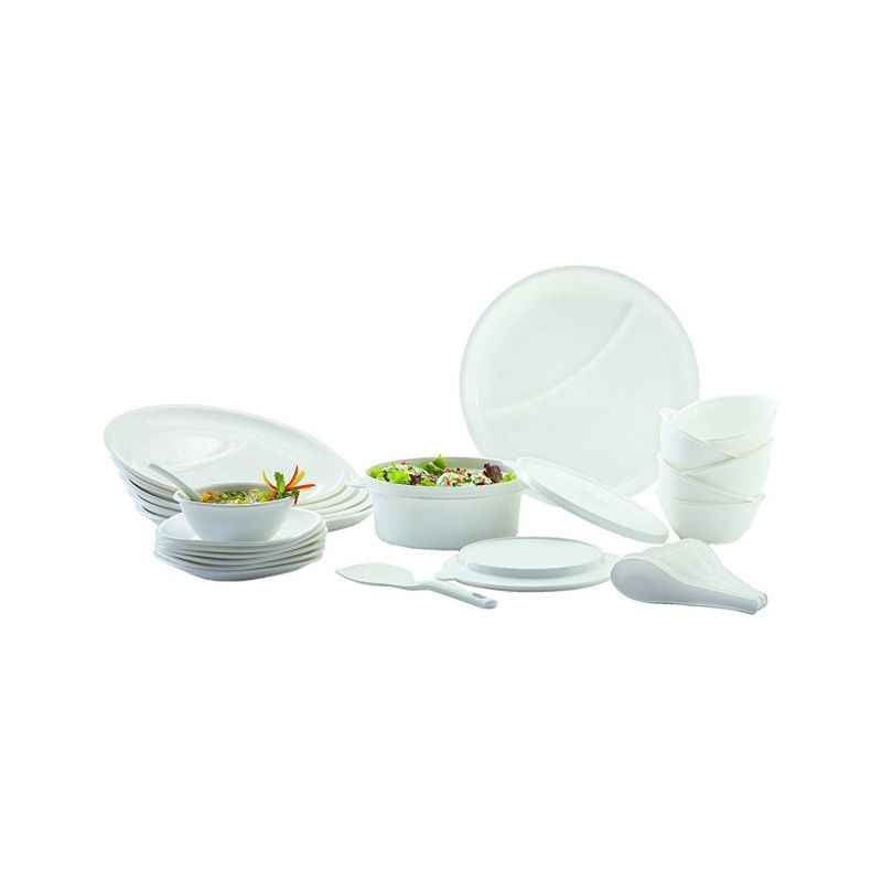 Signoraware White Dinner Special 28 Pieces Dinner Set, 275