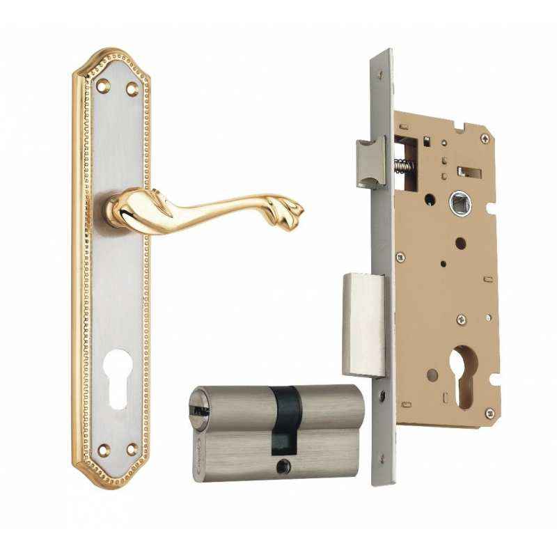 Spider Solid Brass Mortice Lock Set with 3 Key, FB33JG + WCLCS
