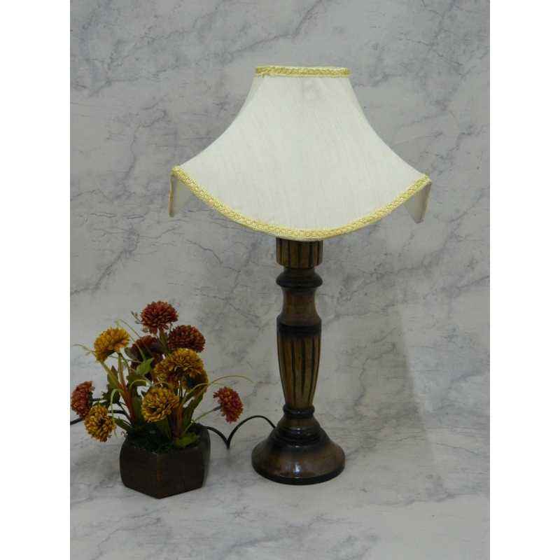 Tucasa Unique Wooden Table Lamp with Off White Designer Shade, LG-820