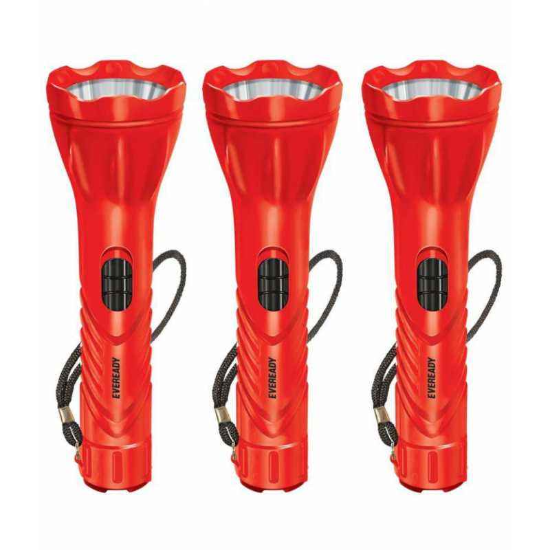 Eveready 1W Aura Red & Black Rechargeable Torches, DL95 (Pack of 3)
