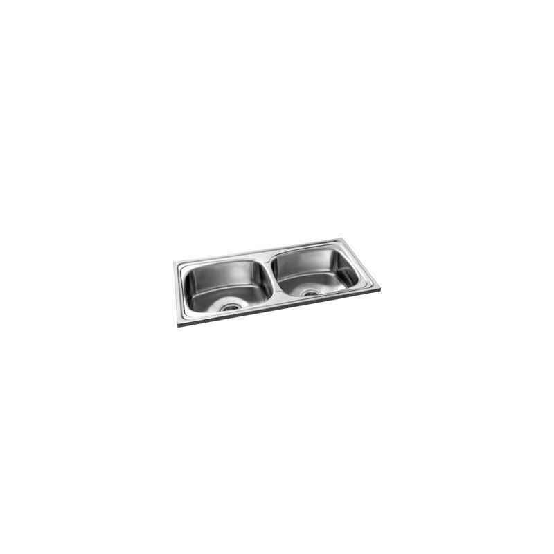 Camry CS-DB-3718-8 Stainless Glossy Steel Double Bowl Kitchen Sink, Steel Grade: JSS 202