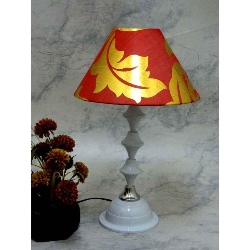Tucasa Classic White Lamp with Red & Gold Shade, LG-731