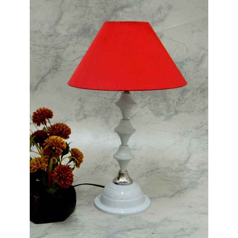 Tucasa Classic White Lamp with Red Shade, LG-721