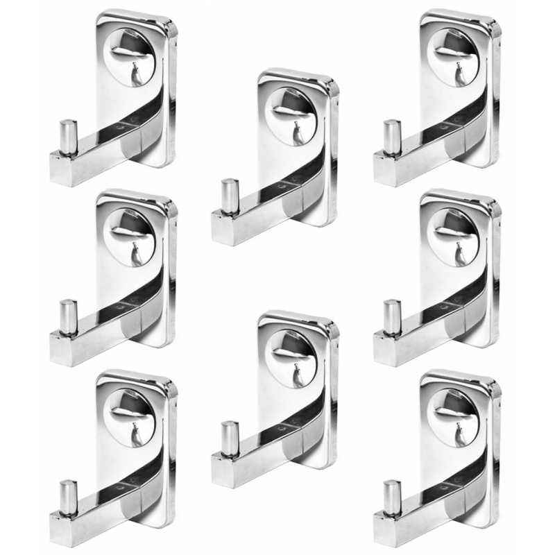 Abyss ABDY-0761 Glossy Finish Stainless Steel Robe/Cloth Hook (Pack of 8)