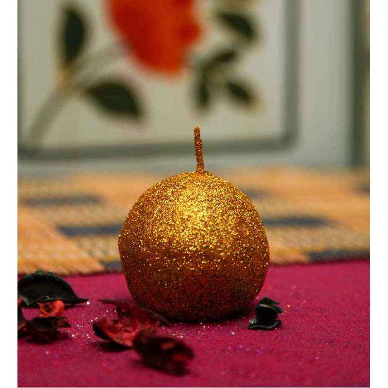 Riflection Golden Ball Shaped Sparkle Candle, 1271