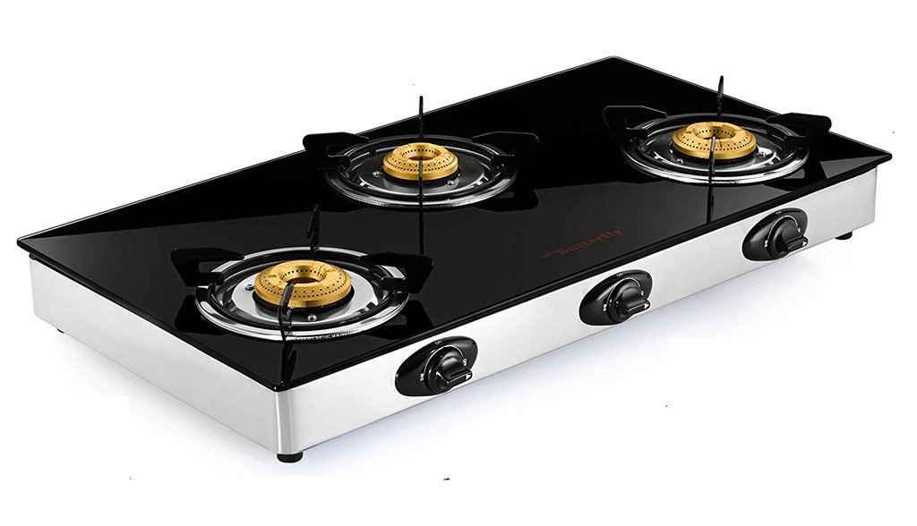 butterfly toughened glass gas stove