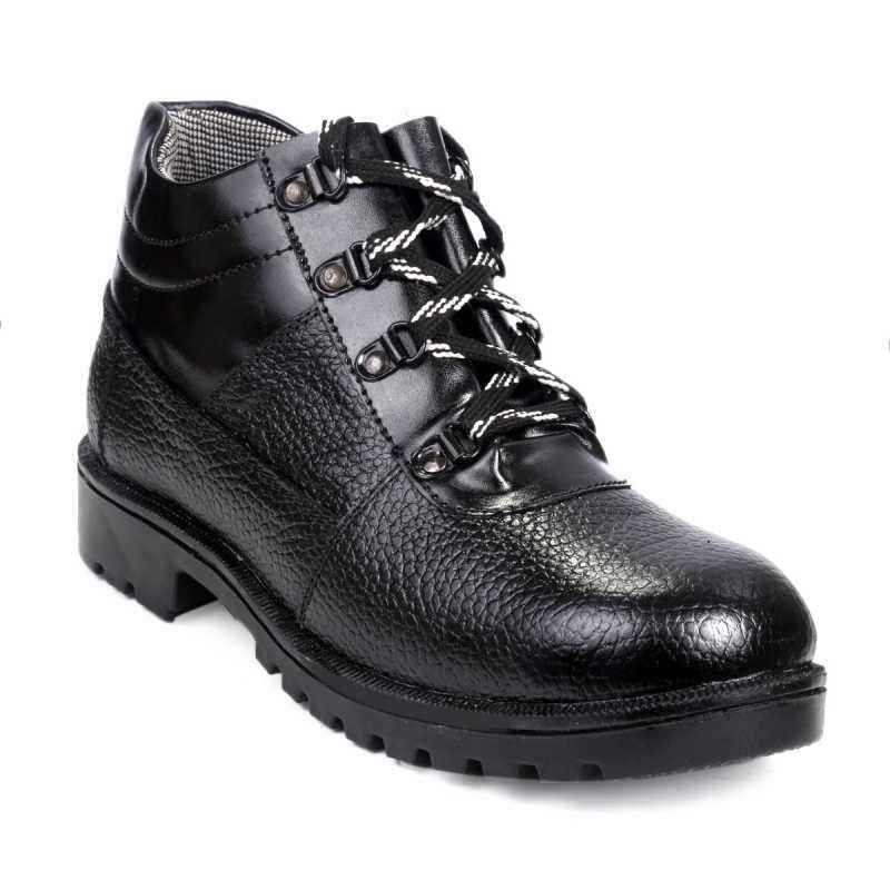 K King KKSF004BLK Leather Steel Toe Black Safety Shoes, Size: 7