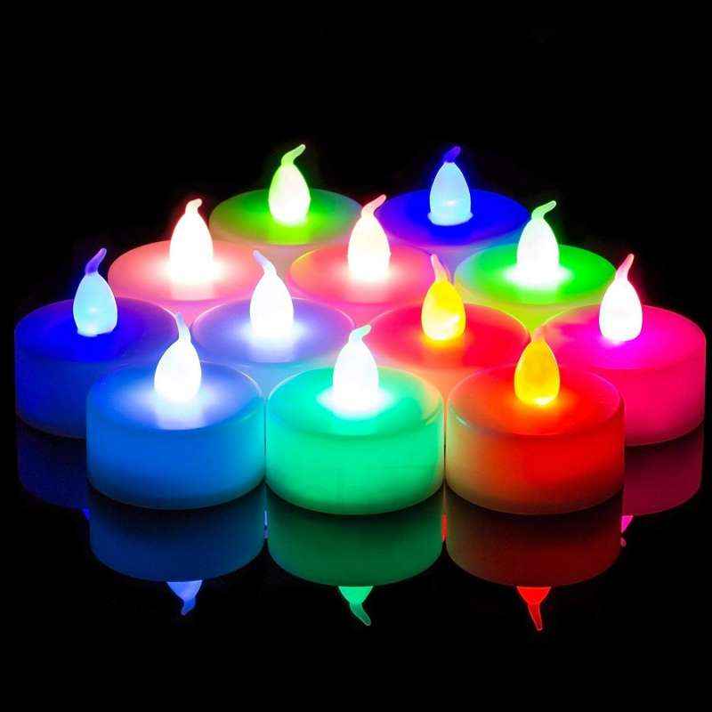 VRCT 10 Pieces Battery Operated Multi Color Flickering LED Candles (Pack of 2)