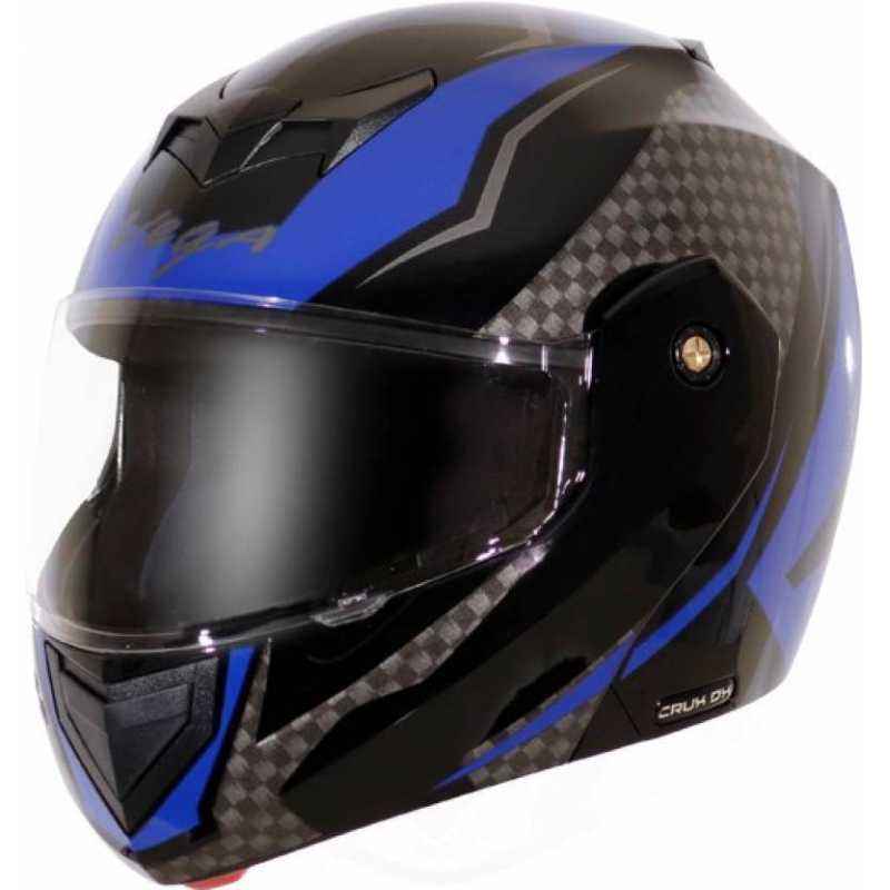 Vega Crux DX Check Black Blue Motorbike Helmet, Size (Medium, 580 mm)