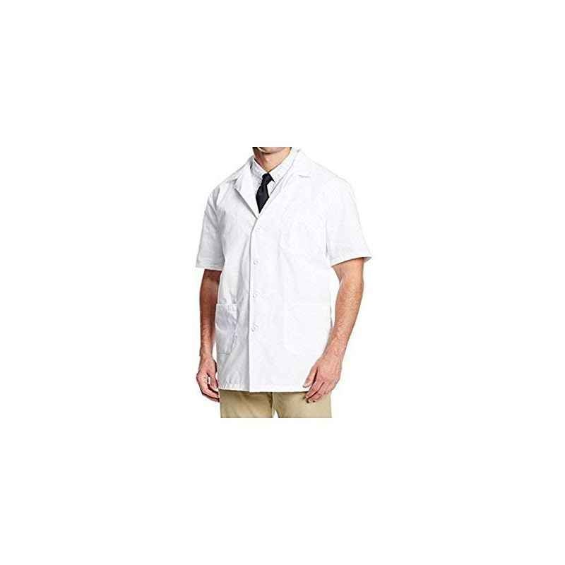 Shakuntla White Cotton Half Sleeve Apron Lab Coat, Size: S
