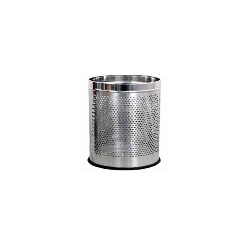 SBS 6 Litre Stainless Steel Perforated Open Dustbin, Size: 7x10 inch