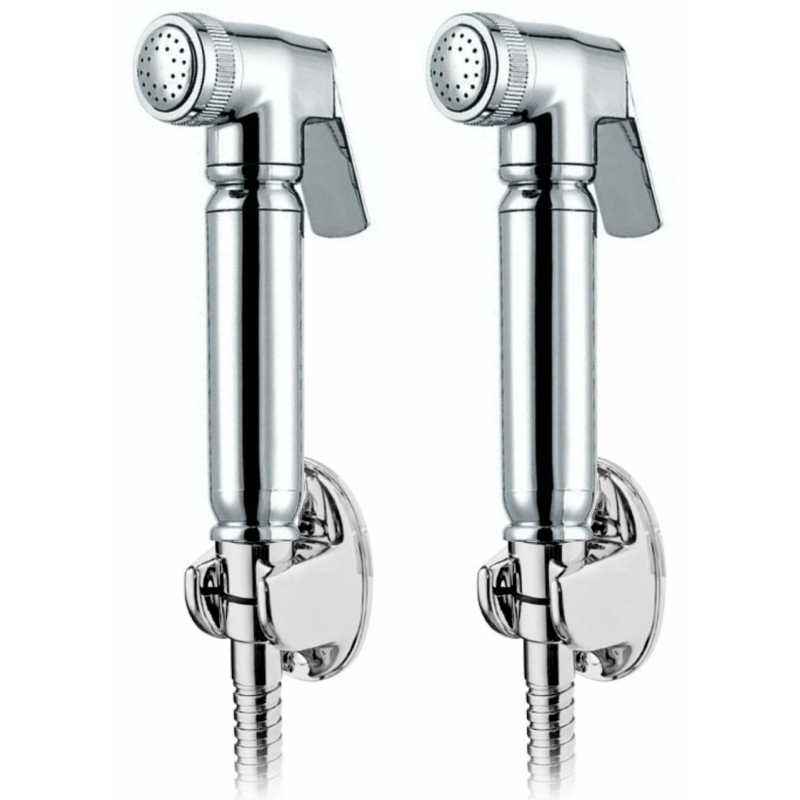 Snowbell Victoria Health Faucet with 1 Meter Flexible Tube & Wall Hook (Pack of 2)