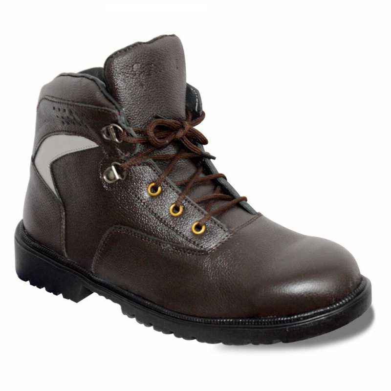 Feetway SFT9BR Genuine Leather Steel Toe Brown Safety Boots, Size: 9
