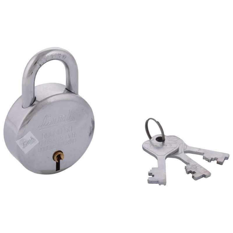 Link 50mm 6 Lever Double Locking Steel Padlock with 3 Keys, Round 50