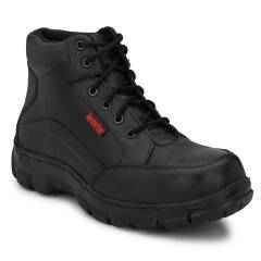 Kavacha S50 Pure Leather Steel Toe Black Safety Shoes, Size: 8