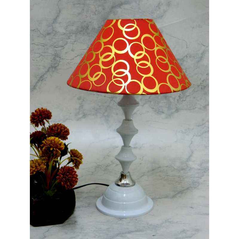 Tucasa Classic White Lamp with Red Circle & Gold Shade, LG-734