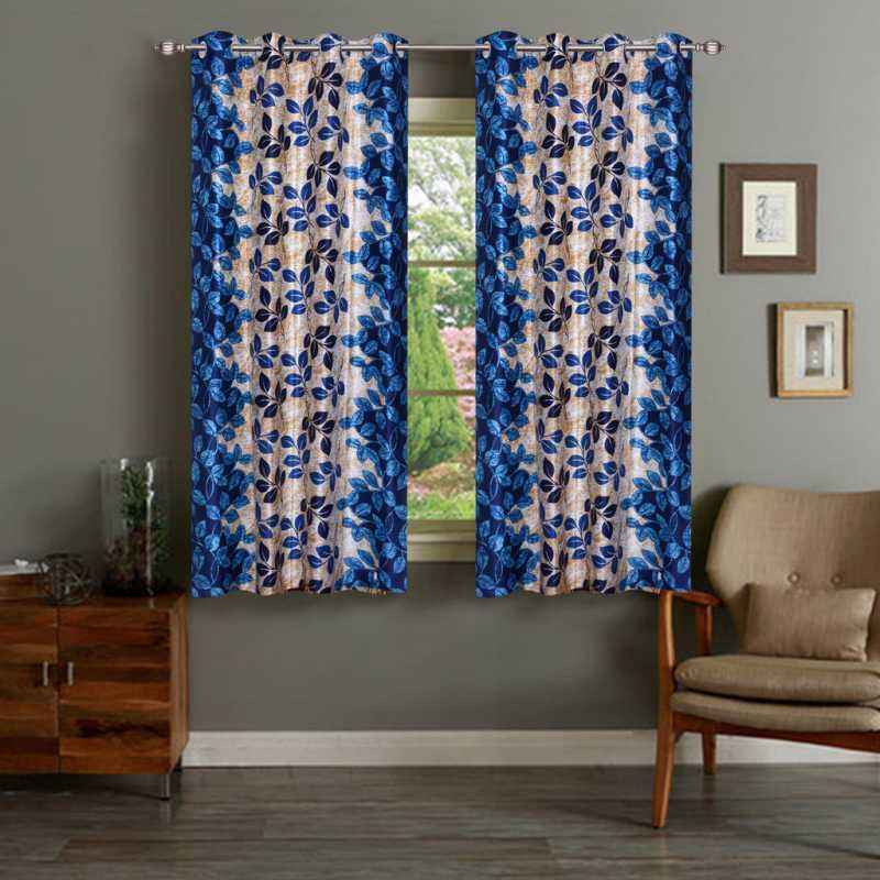IWS Blue Designer Collection Polyester Eyelet Window Curtain Set, CT2045