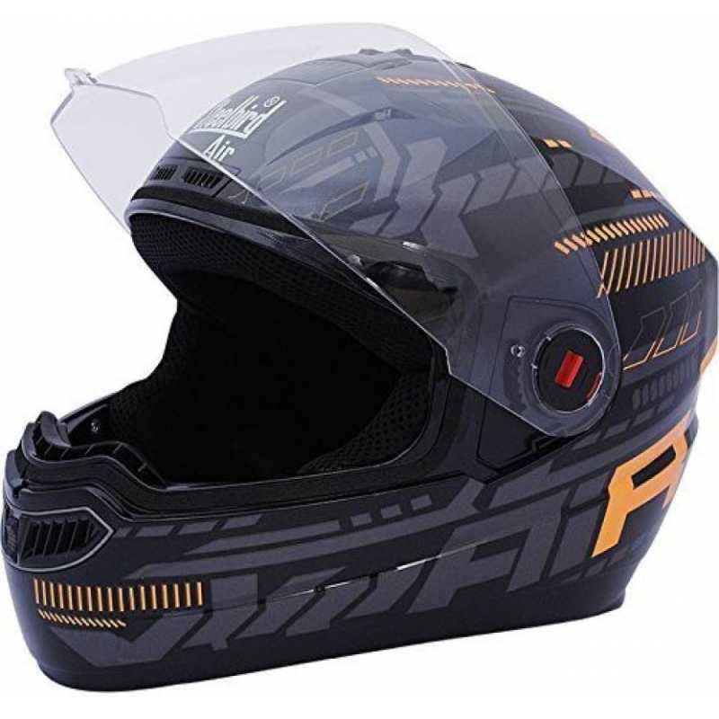 Steelbird SBA-1 Matt Black Orange Full Face Helmet, Size (Medium, 580 mm)