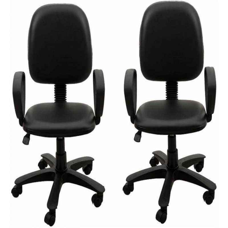 Mezonite Medium Back Synthetic Leatherette Black Office Chair (Pack of 2)