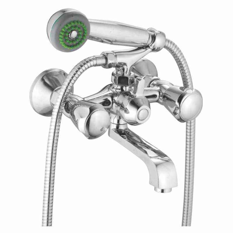 Apree Contessa Silver Brass Wall Mixer Telephonic With Crutch Without Pipe & Shower