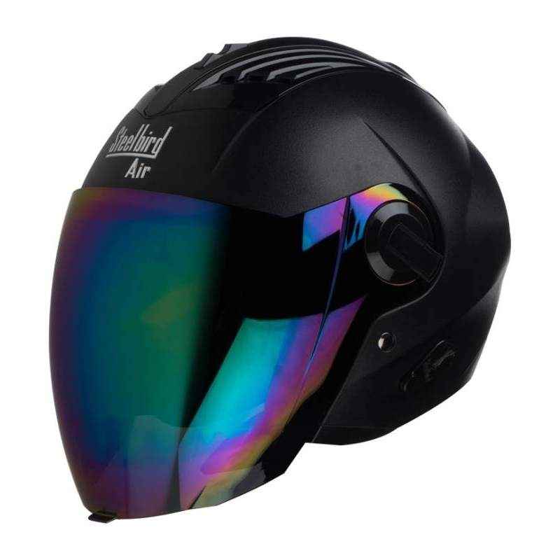 Steelbird SBA-3 Black Open Face Helmet, Size (Medium, 580 mm)