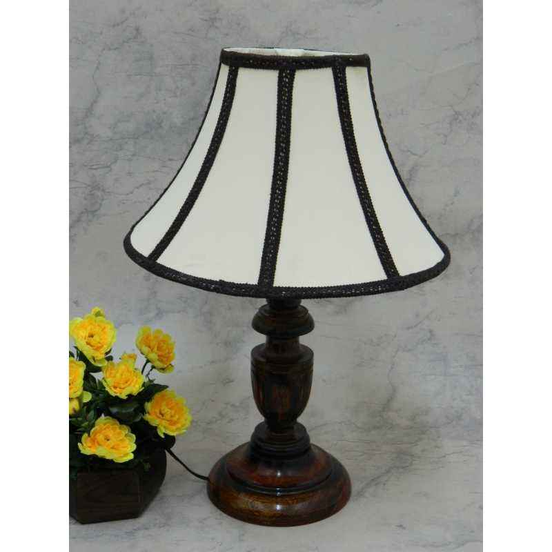 Tucasa Royal Wooden Table Lamp with Stripe Shade, LG-818