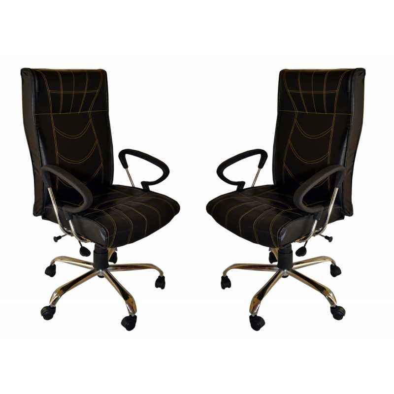 Mezonite Black High Back Leatherette Office Chair (Pack of 2)