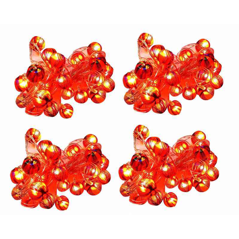 VRCT 5W B-22 Red & Golden Silky Ball LED String Lights, HD-437a (Pack of 4)