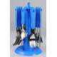 Elegante 24 Pieces Signature Blue Stainless Steel & Plastic Cutlery Set, SL-122B