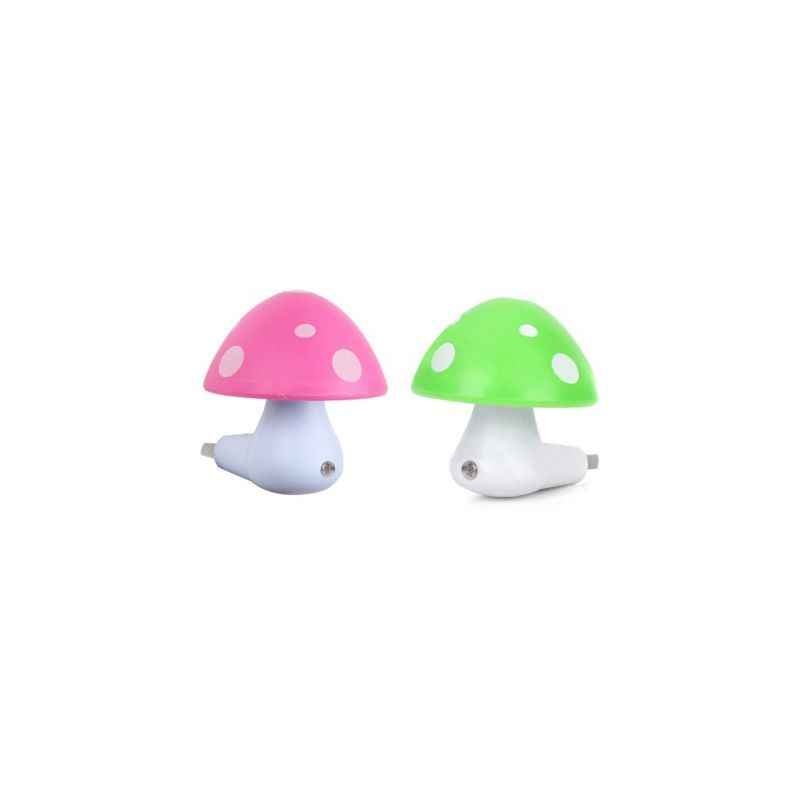 Best Deal Mushroom Shaped Wall Night Lamp, Colour: Pink & Red (Pack of 2)