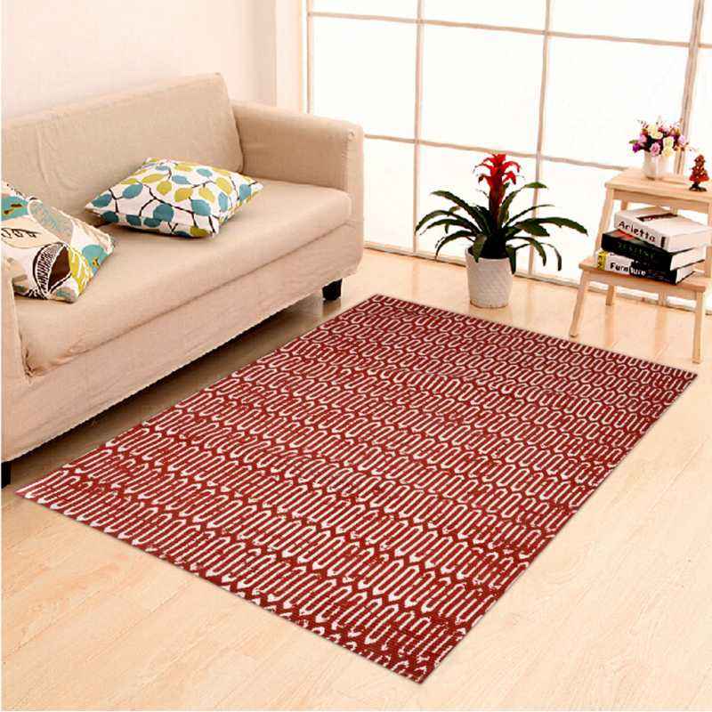 IWS Red Cotton Printed Designer Carpet with Latex Backing, CRT235