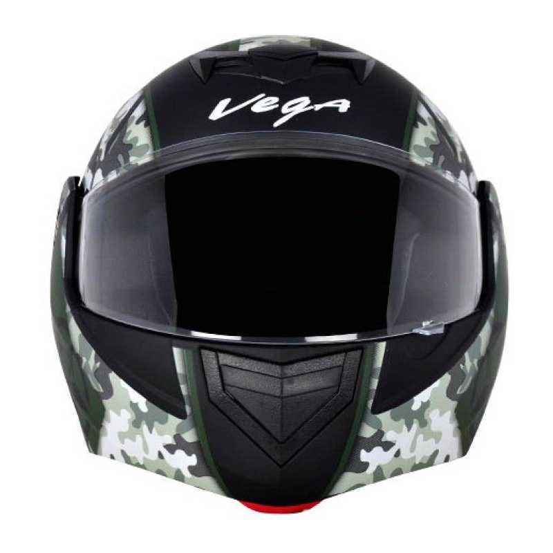 Vega Crux Dx Black Battle Green Flip up Helmet, Size (Medium, 580 mm)