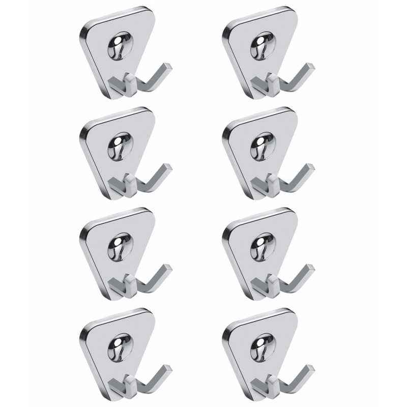Abyss ABDY-0816 Glossy Finish Stainless Steel Robe/Cloth Hook (Pack of 8)