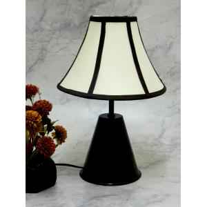 Tucasa Black Metal Table Lamp with Stripe Shade, LG-754