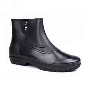 Hillson 7 Star 6 inch PVC High Ankle Round Toe Black Button Gumboots, Size: 10