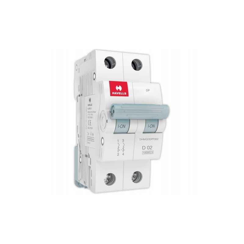 Havells Euro-II 2A Double Pole D Curve MCB, DHMGDDPF002