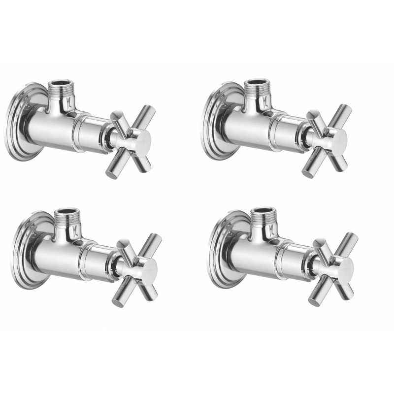 Apree Axis Silver Brass Angle Valve (Pack of 4)