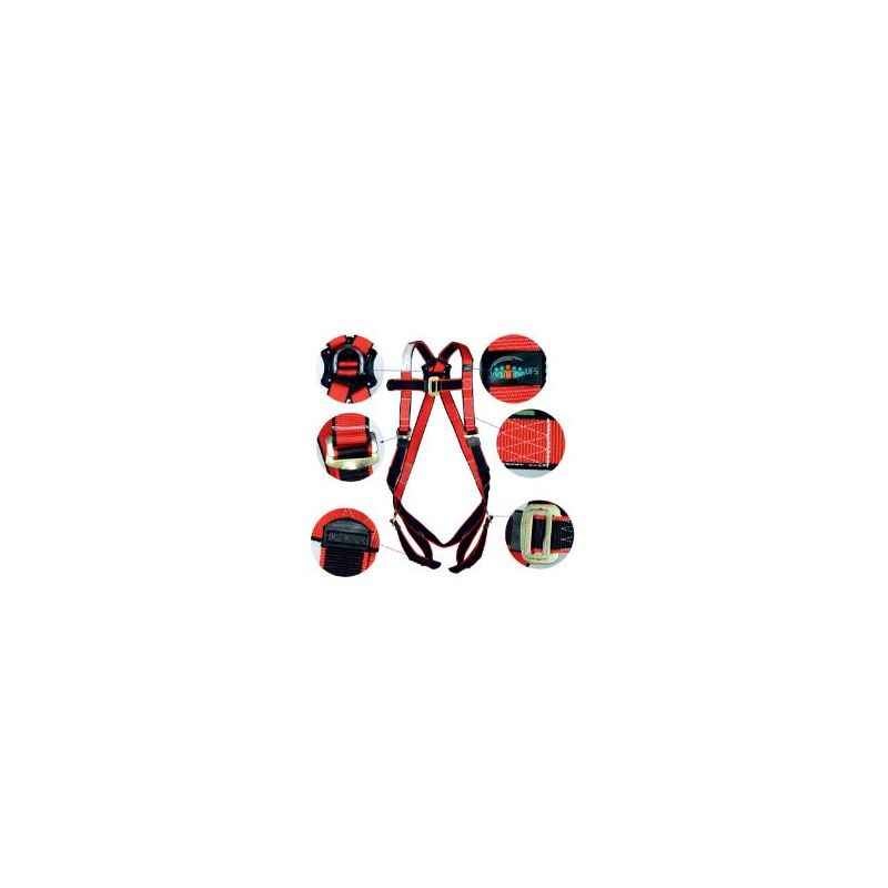 UFS Red & Black Full Body Safety Harness with Polypropylene Lanyard, USP 25-Double USP 208