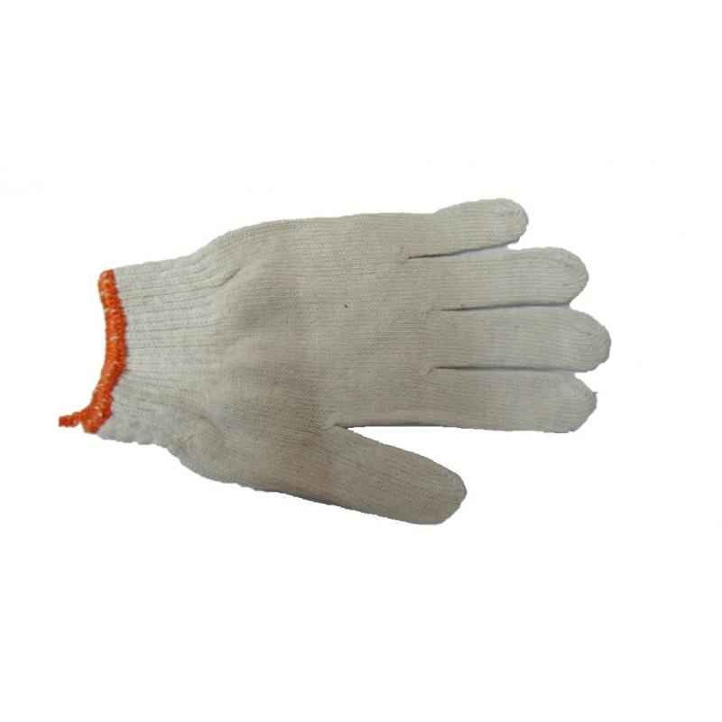 Emergent Cotton Knitted Standard Size White Safety Gloves, Weight: 35g (Pack of 25)
