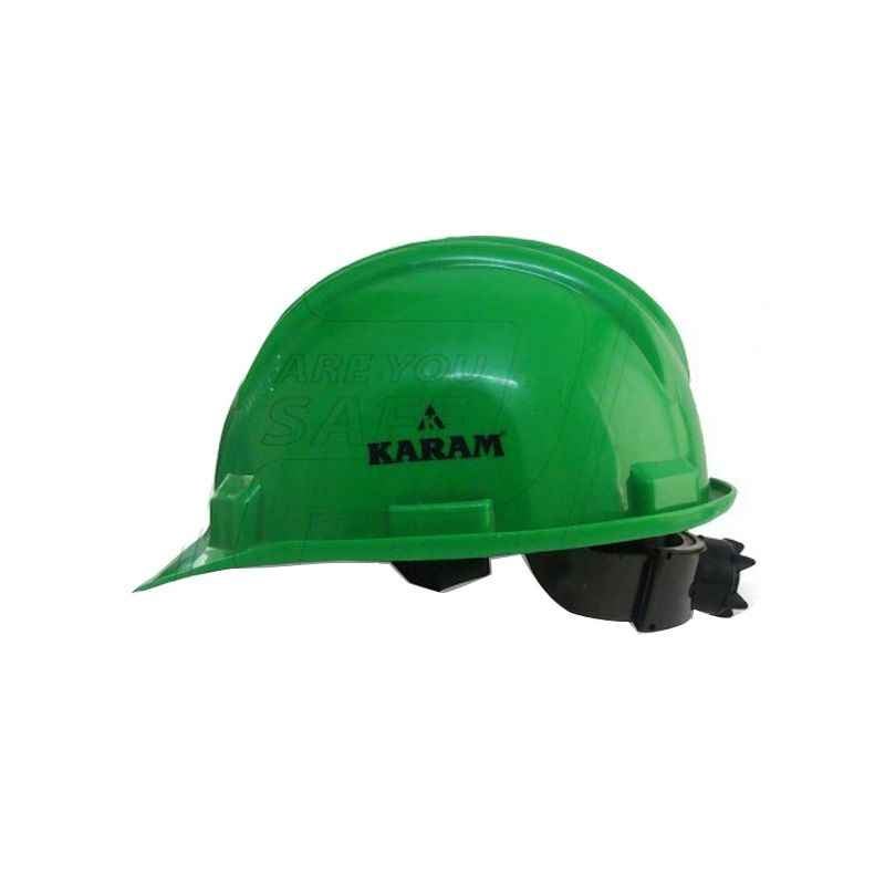 Karam Green Plastic Cradle Ratchet Type Safety Helmet, PN-521