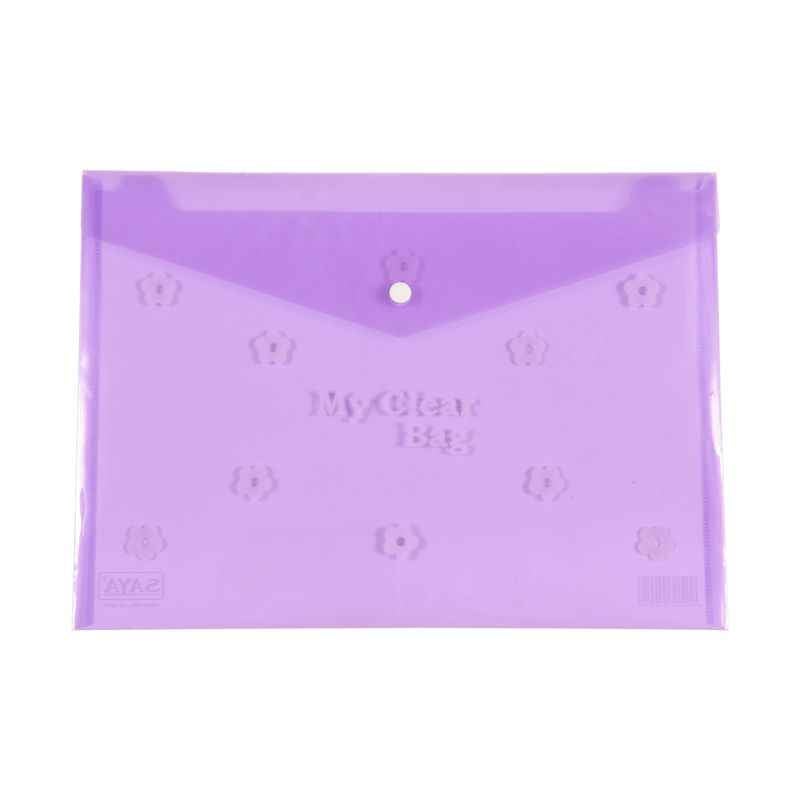 Saya Tr. Purple My Clear Bag Flower, Dimensions: 340 x 15 x 350 mm, Weight: 30 g (Pack of 12)