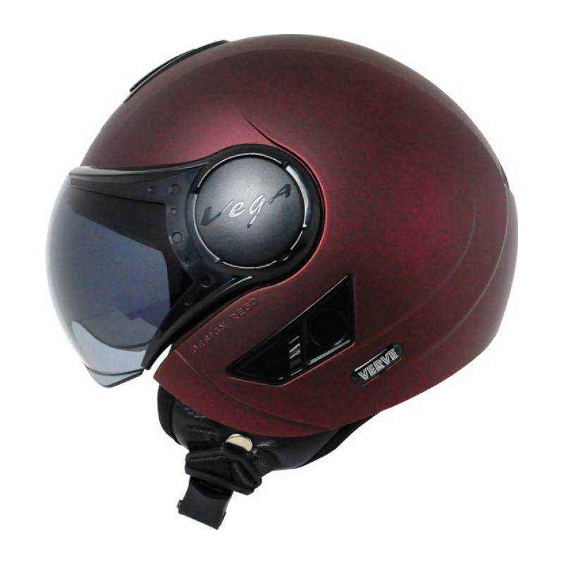 Vega Verve Motorbike Burgundy Open Face Helmet, Size: S
