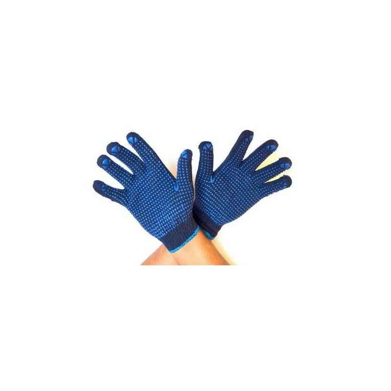 Midas Blue Dotted Cotton Safety Hand Gloves (Pack of 72)