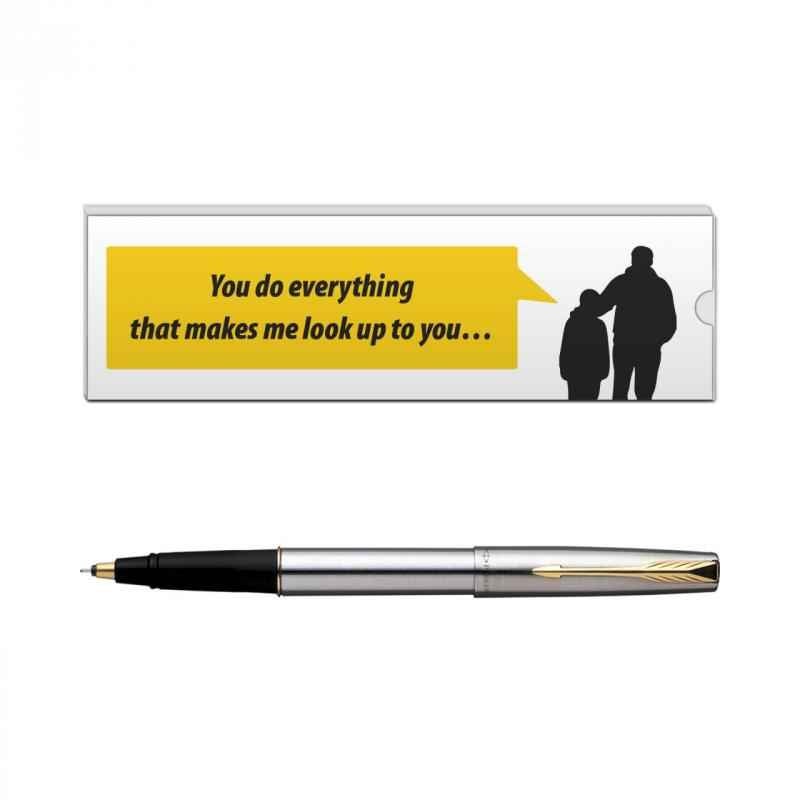Parker Frontier Stainless Steel GT Roller Ball Pen with Dad Quote-7, 9000020180