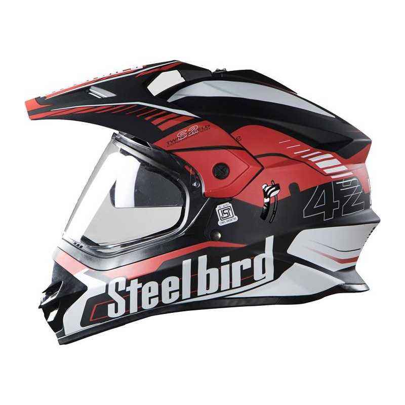 Steelbird SB-42 Motorbike Black Red Helmet, Size (Large, 600 mm)