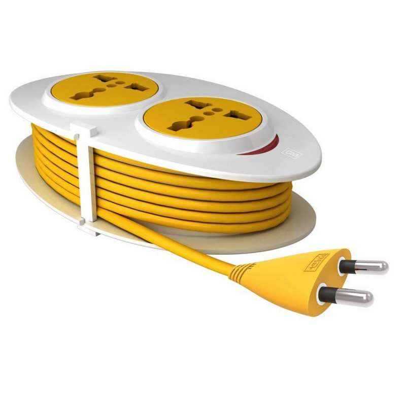 GM 3206 G-On Mini 2 Pin 2.5m Extension Cord with Indicator, Safety Shutter & 2 International Sockets