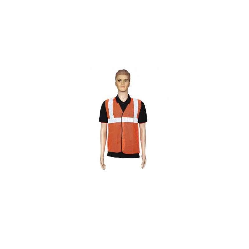 Kasa Life 2 Inch Net Type Orange Reflective Safety jacket, KL-2NO (Pack of 10)